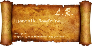 Lyancsik Romána névjegykártya